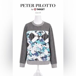 Peter Pilotto Gray and Blue Patterned Sweater